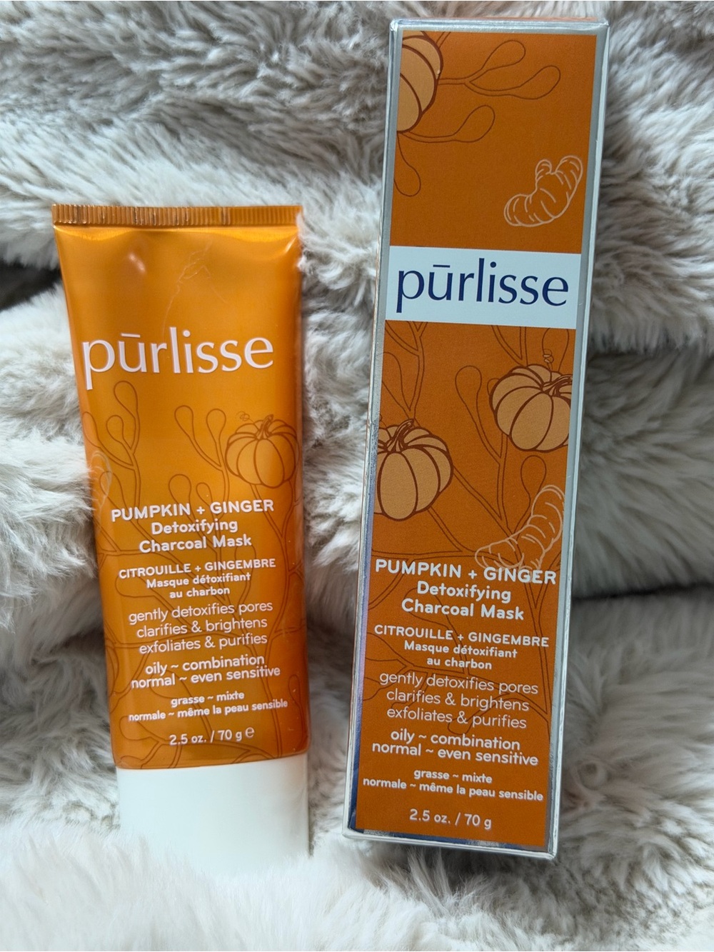 purlisse Pumpkin Ginger Detoxifying Charcoal Mask 2.5oz New Sealed Tube w Box